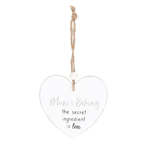 Mum's Baking Secret Ingredient Hanging Heart Sentiment Sign - Bobobiy