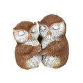Brown and white owl couple ornament, two owls cuddling with wings wrapped together