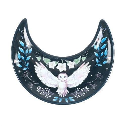 Crescent Moon Owl Trinket Dish - Bobobiy