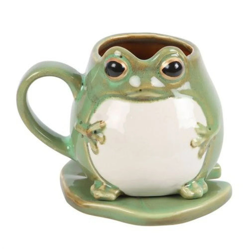 Frog Shaped Mug and Lily Pad Saucer - Bobobiy