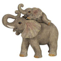 Gray mother and baby elephant ornament, baby riding on the mother’s back