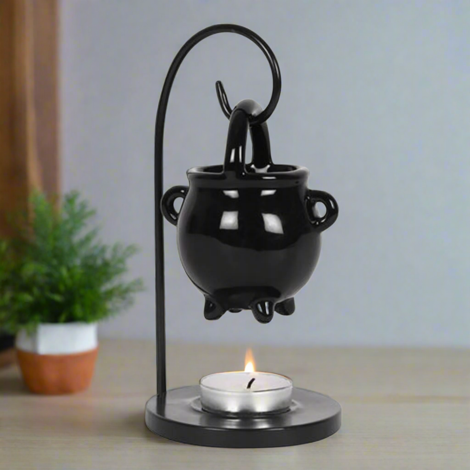 Hanging Cauldron Oil Burner - Black