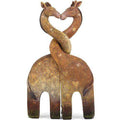 Giraffe pair figurine with intertwined necks forming a heart shape, bronze finish