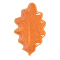 Orange leaf-shaped serving dish with raised leaf veins