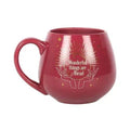 Pink color-changing mug with gold 'Wonderful things are Ahead' design and loop handle
