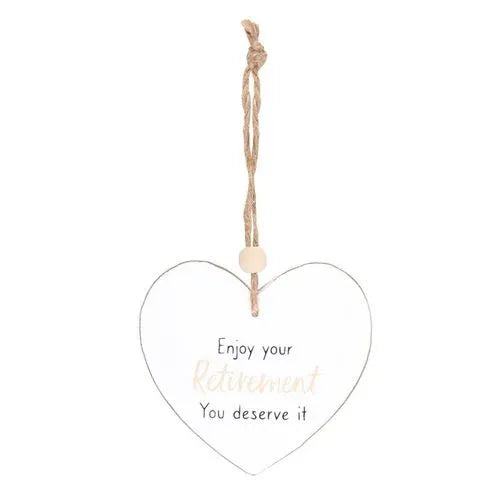 Enjoy Your Retirement Hanging Heart Sentiment Sign - Bobobiy