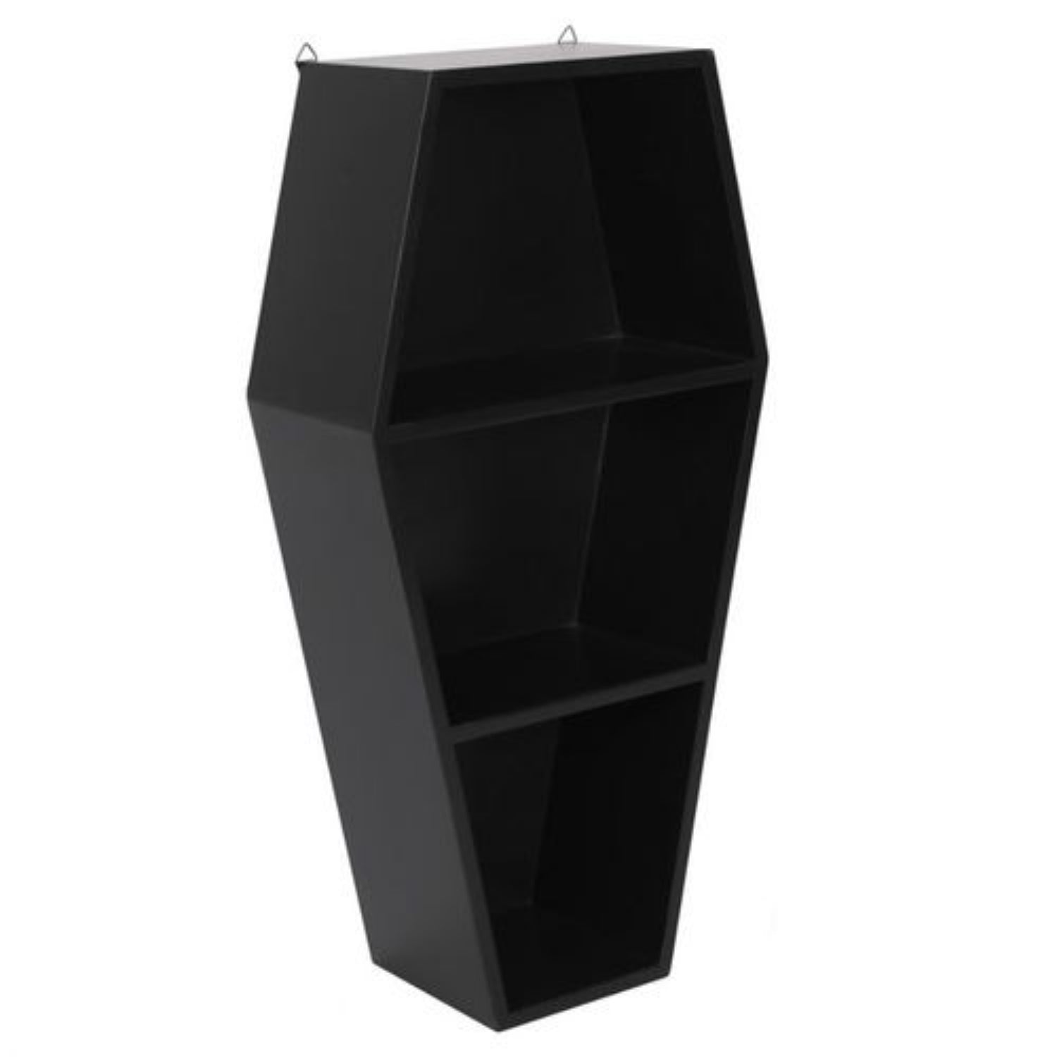 Black geometric bookshelf on a white background