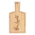 Bamboo serving board with hanging hole and “Bon Appetit” script engraving