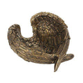 Antique gold angel wing decorative dish with raised feather texture