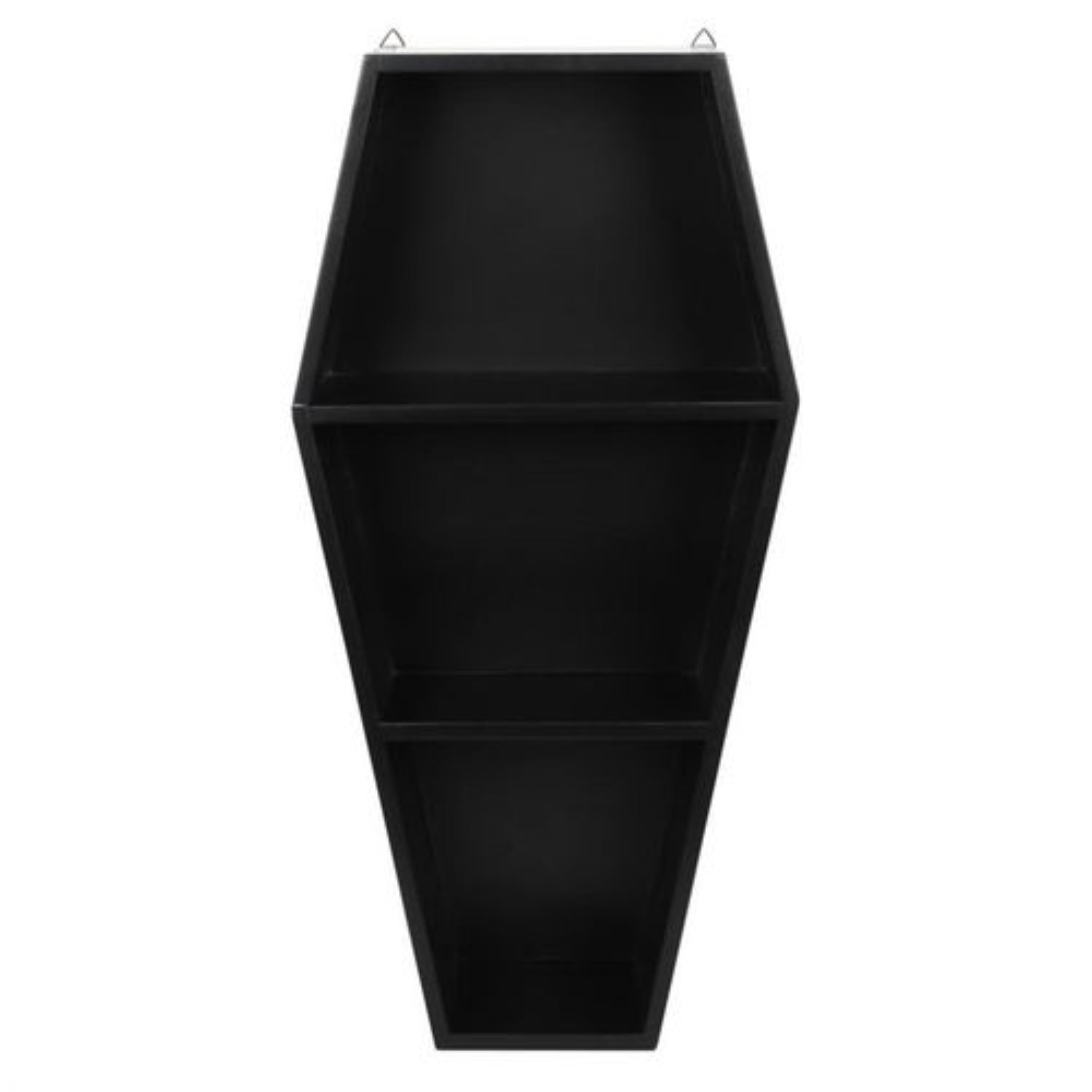 Black hexagonal shelf on a white background