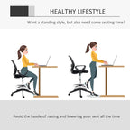 Black ergonomic drafting chair with mesh back, cushioned seat, and height-adjustable base