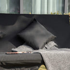 Black three-seater swing bed cushions and pillows with seat cover