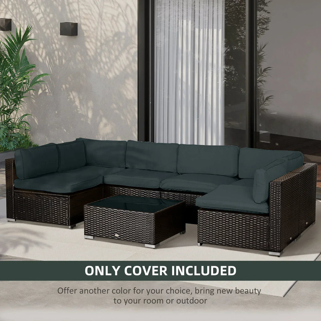 Garden Rattan Sofa Cushion Polyester Cover Replacement Outdoor- No Cushion Included, Dark Grey - Bobobiy