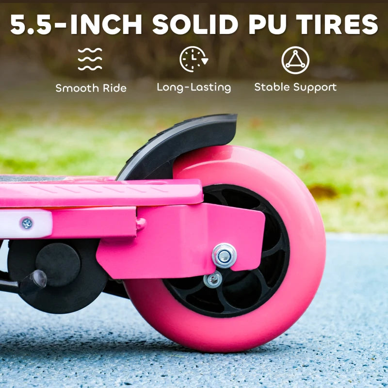 Pink scooter front wheel with solid rubber tire and fork