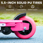 Pink scooter front wheel with solid rubber tire and fork