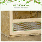 Reptile terrarium graphic highlighting breathable mesh panel for air circulation