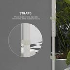 Light grey gazebo side panel with removable strap detail and metal frame posts