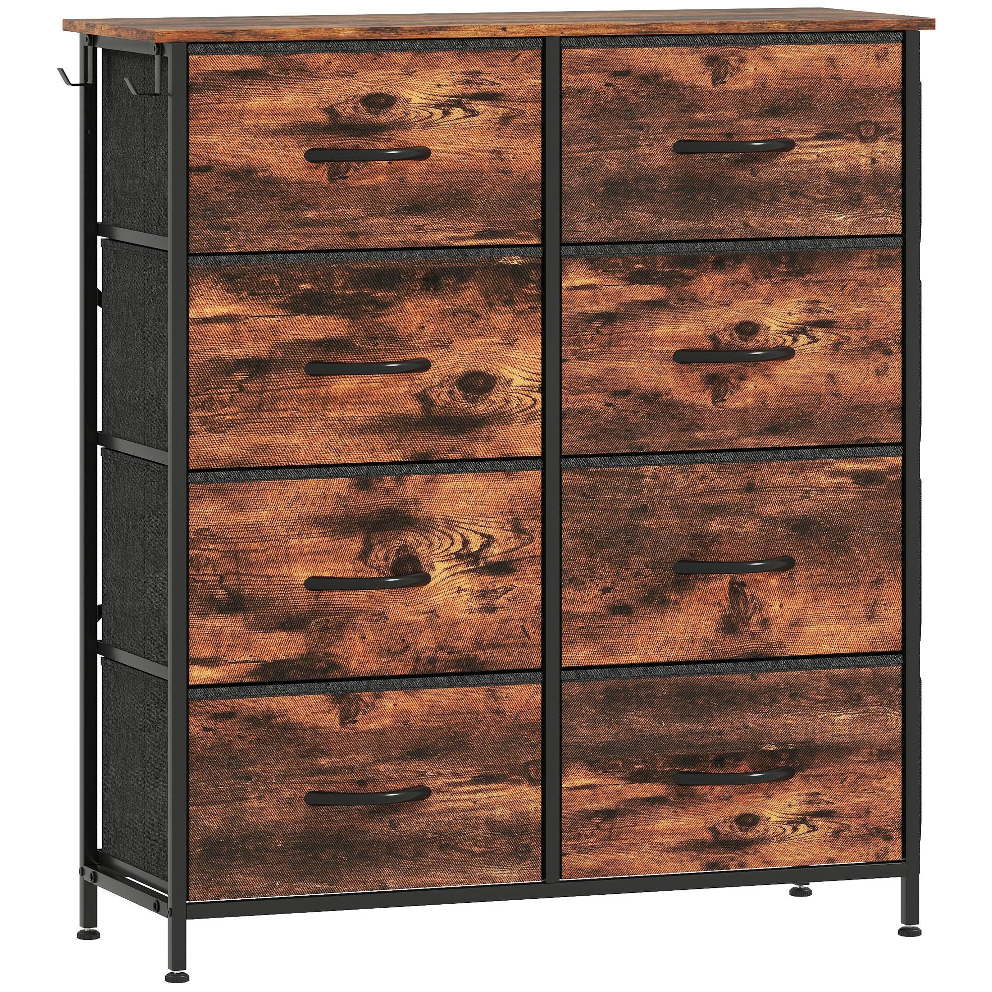 Chest of Eight Fabric Drawers - Rustic Brown - Bobobiy