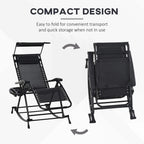 Black compact folding rocking recliner lounger with adjustable back and headrest