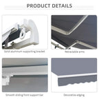 Retractable awning details: retractable arms, smooth bar, decorative edging