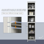 Antique white freestanding cabinet with adjustable open shelves and bottom cabinet door