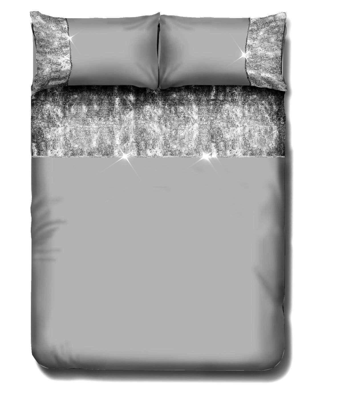 Valentina Ultra-Soft Duvet Set with Crushed Velvet Trim and Diamante Detailing in Double King Super King Sizes OEKO-TEX Certified