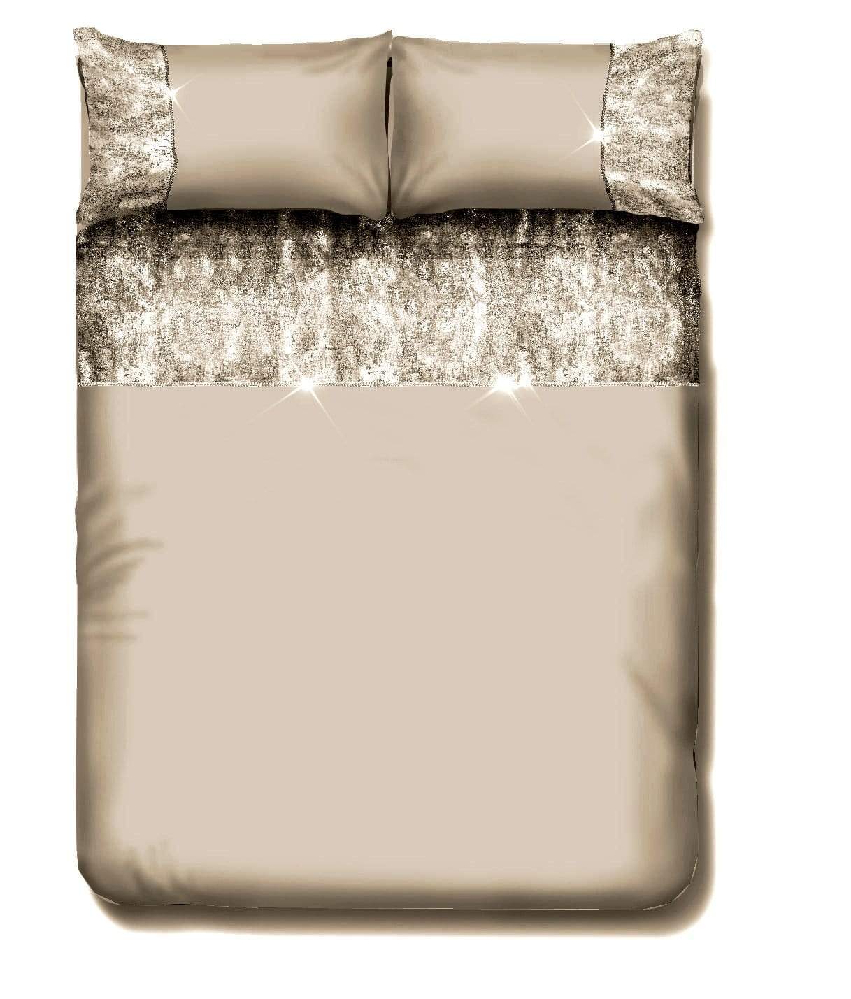Valentina Ultra-Soft Duvet Set with Crushed Velvet Trim and Diamante Detailing in Double King Super King Sizes OEKO-TEX Certified