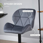 Dark grey armless swivel bar stool with diamond tufting, molded seat, footrest