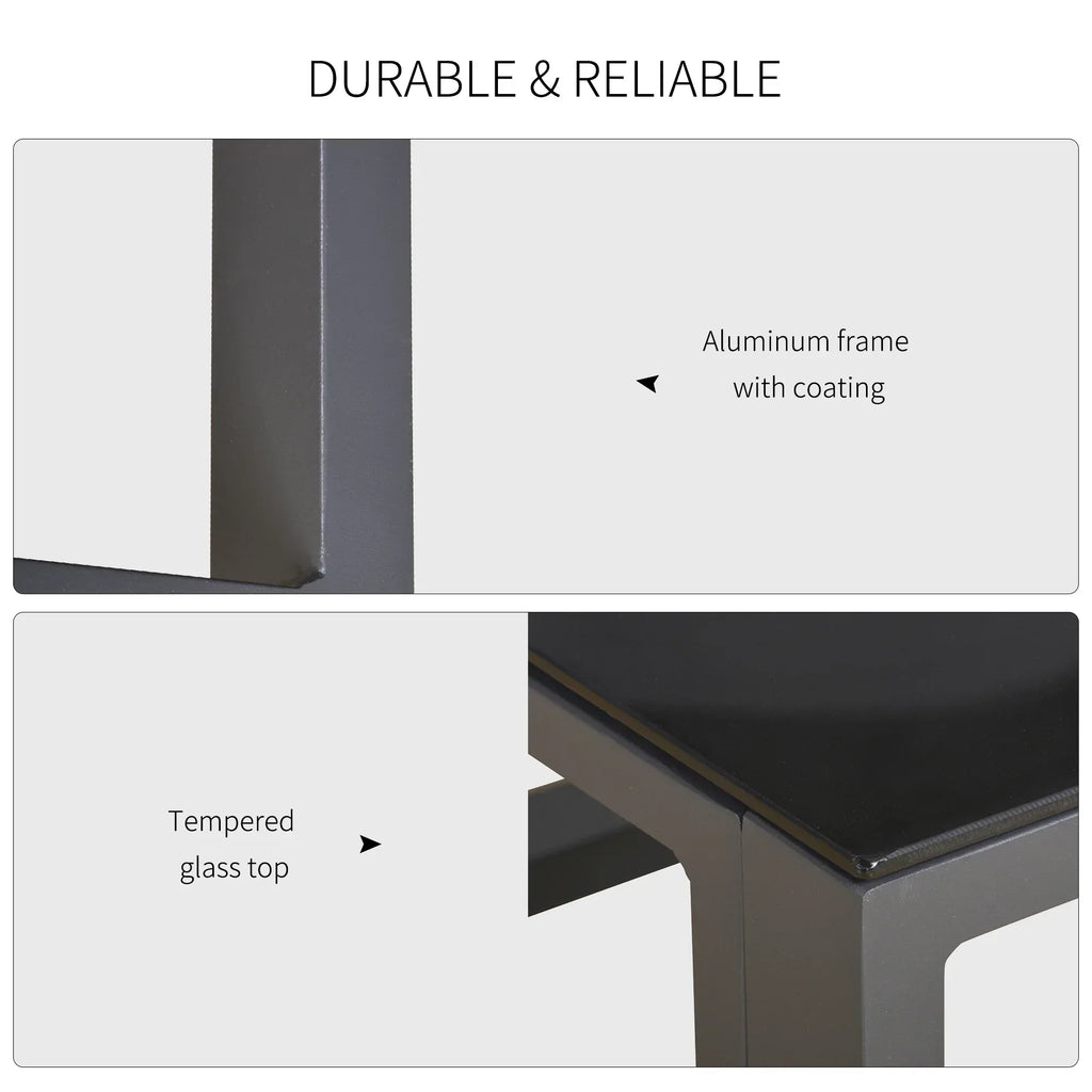 5 Pieces Outdoor Patio Furniture Set, Sofa Couch with Glass Coffee Table, Cushioned Chairs and Aluminum Tube, for Balcony Garden Backyard, Grey - Bobobiy