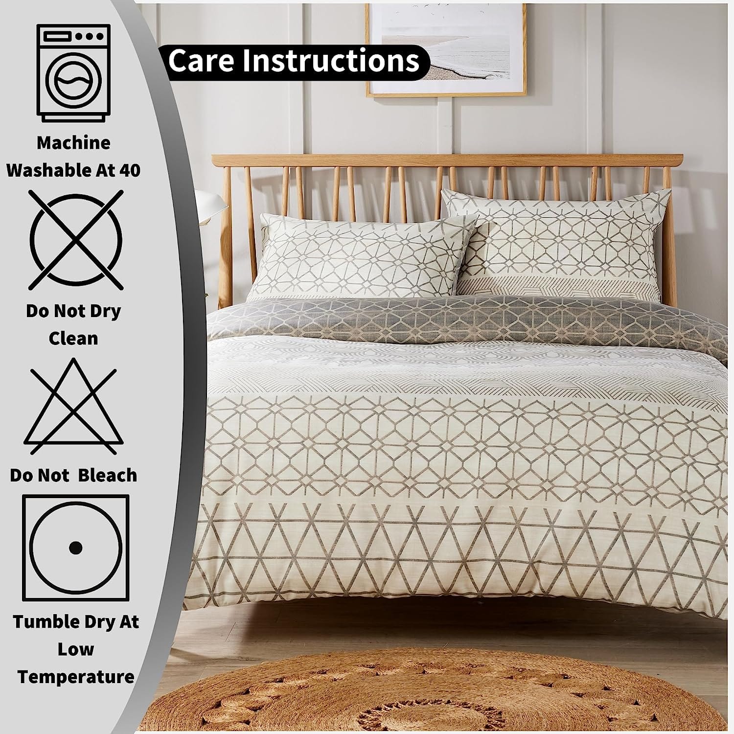 Versailles Natural Floral Reversible Quilted Duvet Cover Set with Button Closure in Single Double King Sizes