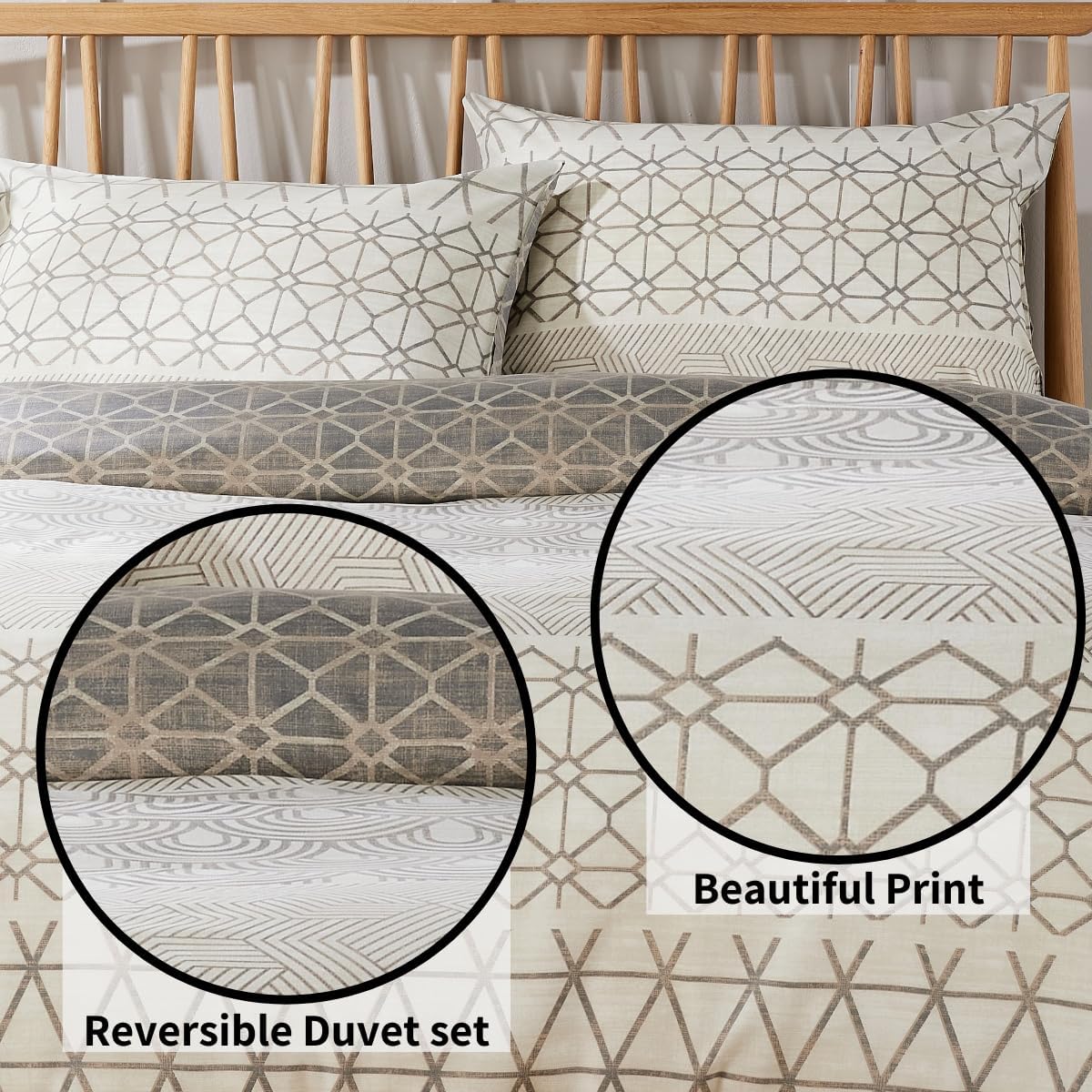 Versailles Natural Floral Reversible Quilted Duvet Cover Set with Button Closure in Single Double King Sizes
