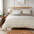 Versailles Natural Floral Reversible Quilted Duvet Cover Set with Button Closure in Single Double King Sizes