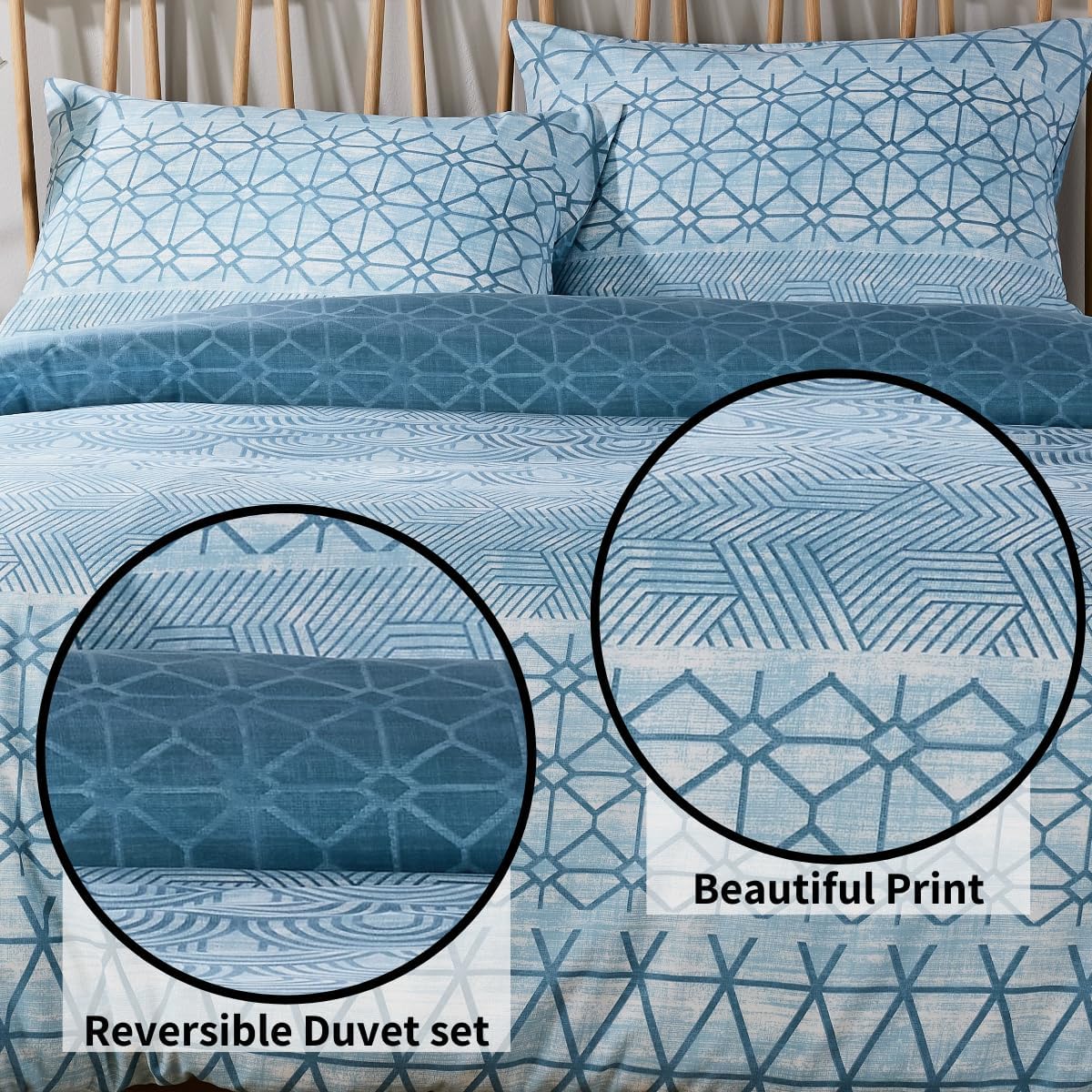 Versailles Teal Elegant Printed Duvet Cover Set Reversible Quilted Bedding with Pillowcases Breathable Polyester Blend for King Double Single Sizes