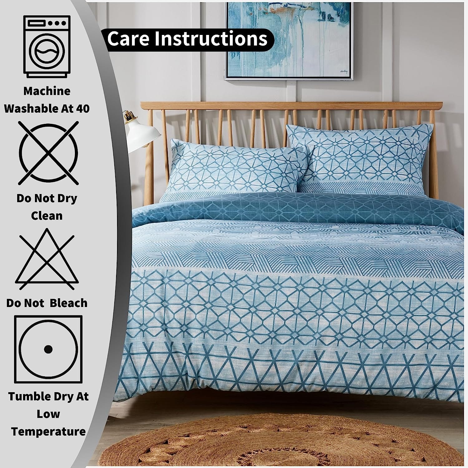 Versailles Teal Elegant Printed Duvet Cover Set Reversible Quilted Bedding with Pillowcases Breathable Polyester Blend for King Double Single Sizes