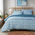 Versailles Teal Elegant Printed Duvet Cover Set Reversible Quilted Bedding with Pillowcases Breathable Polyester Blend for King Double Single Sizes