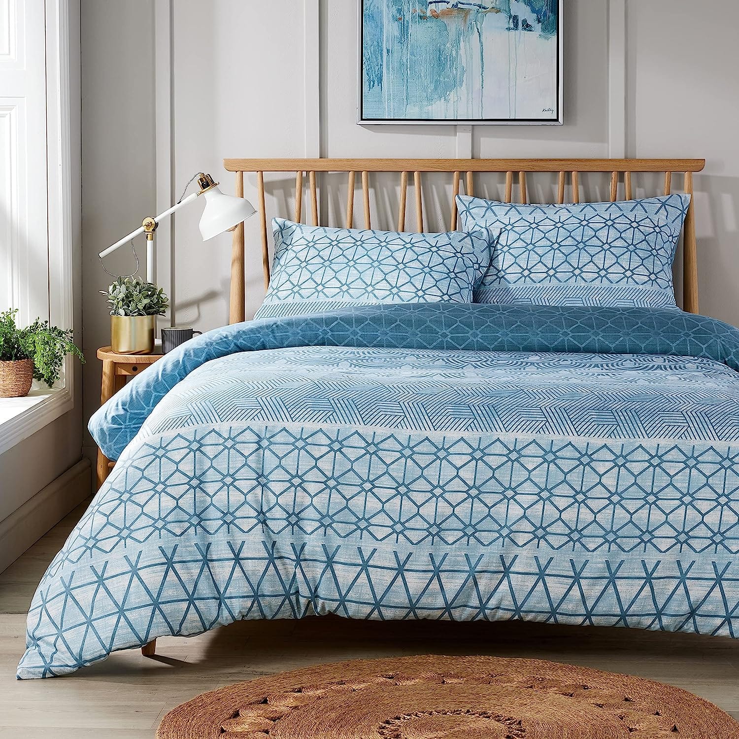 Versailles Teal Elegant Printed Duvet Cover Set Reversible Quilted Bedding with Pillowcases Breathable Polyester Blend for King Double Single Sizes