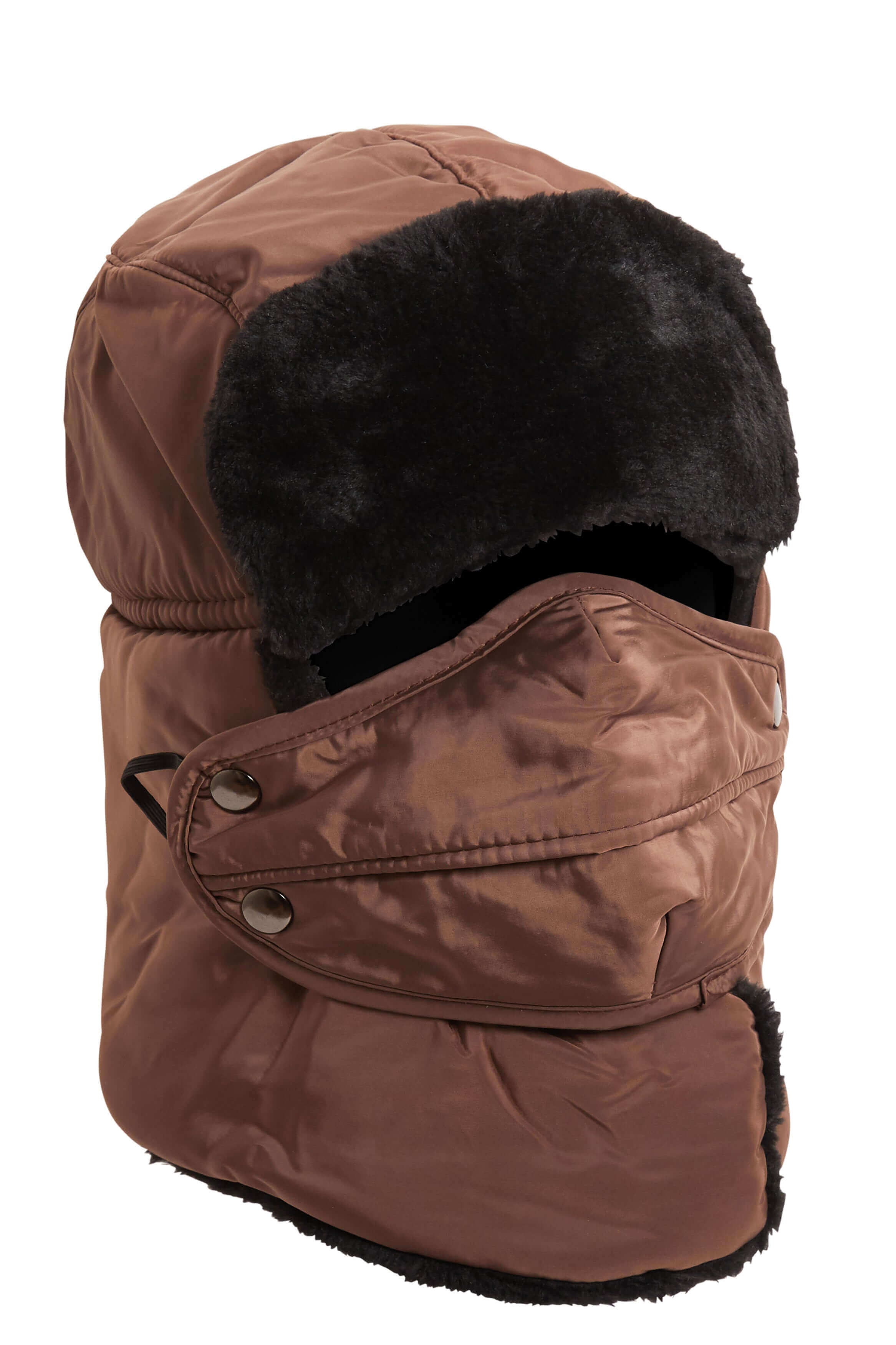 Versatile Winter Trapper Hat with Removable Face Cover Adjustable Ear Flaps Showerproof Fur Lined Ideal for Skiing Snowboarding Hiking