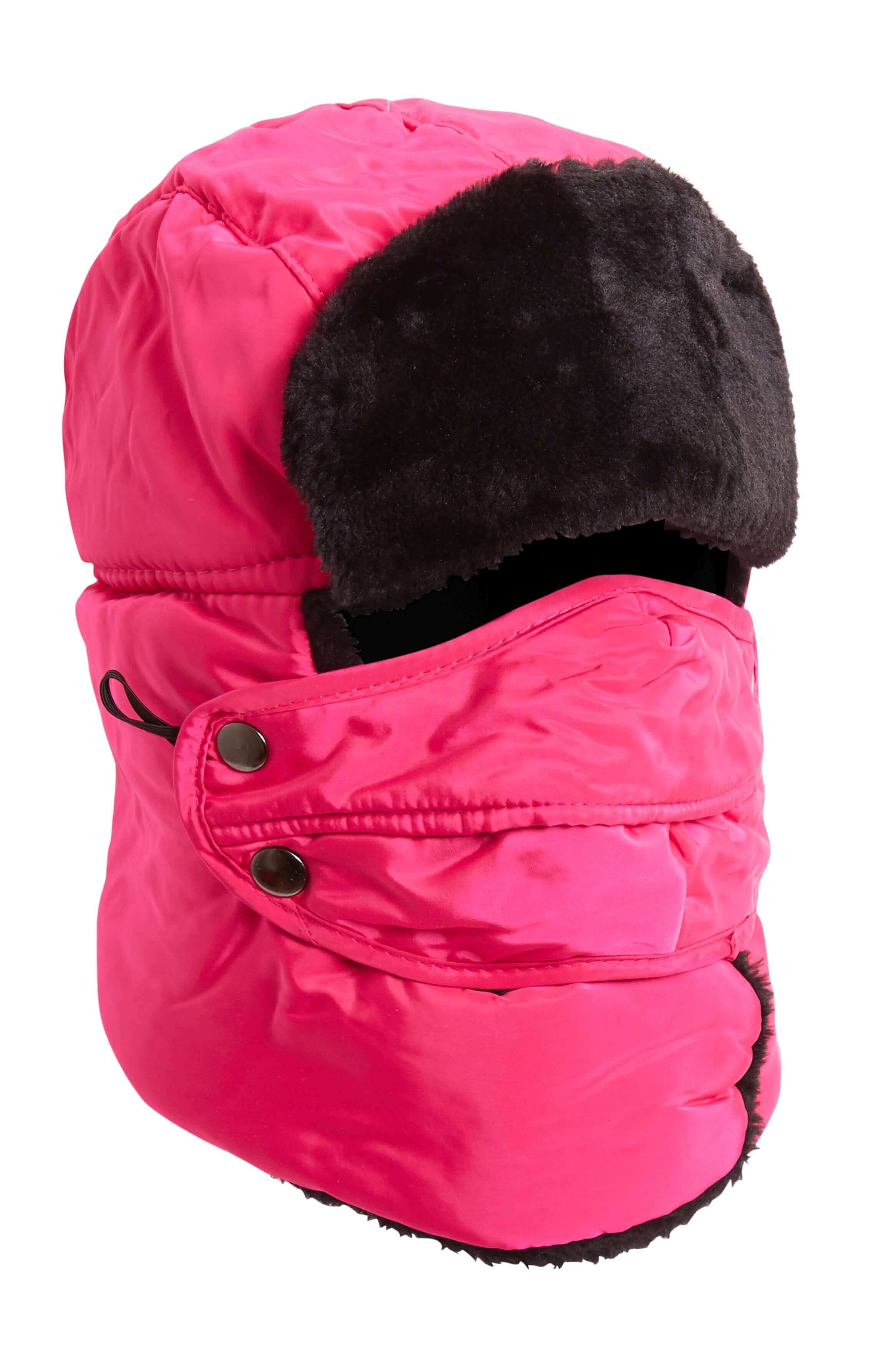 Versatile Winter Trapper Hat with Removable Face Cover Adjustable Ear Flaps Showerproof Fur Lined Ideal for Skiing Snowboarding Hiking