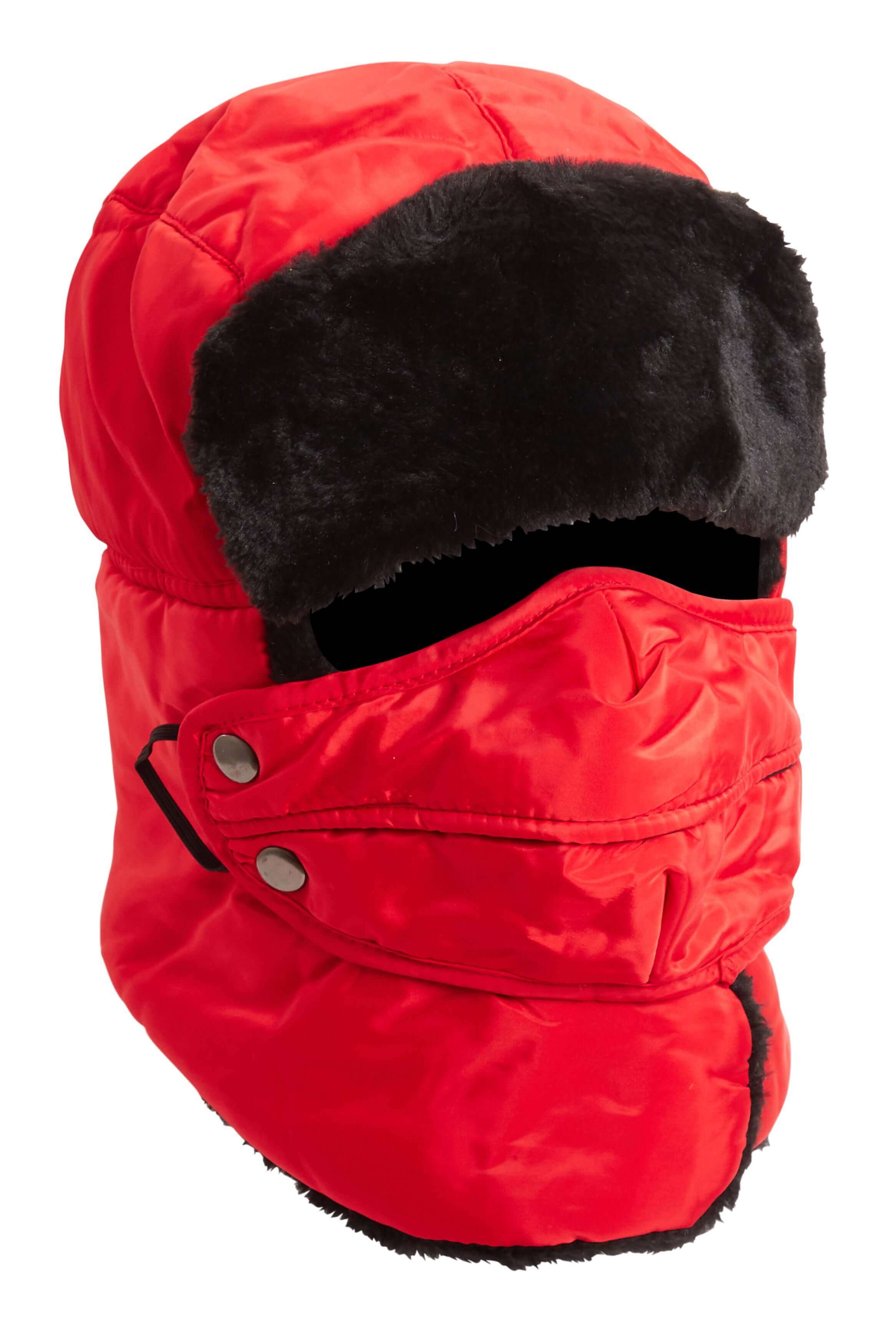 Versatile Winter Trapper Hat with Removable Face Cover Adjustable Ear Flaps Showerproof Fur Lined Ideal for Skiing Snowboarding Hiking