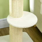 Cream sisal cat tree base platform with thick sherpa wrap around the central post