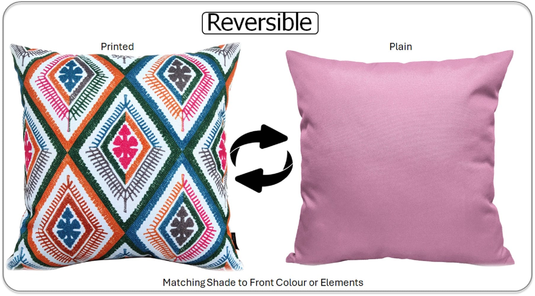 Vibrant Meze Outdoor Waterproof Garden Bench Patio and Indoor Cushions Durable Polyester Hollow-Fibre Filled 43x43 cm