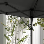 Grey pop-up gazebo interior side panels with metal crossbars and corner posts