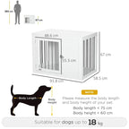 White 2-in-1 dog cage and side table with metal-bar panels and side door openings