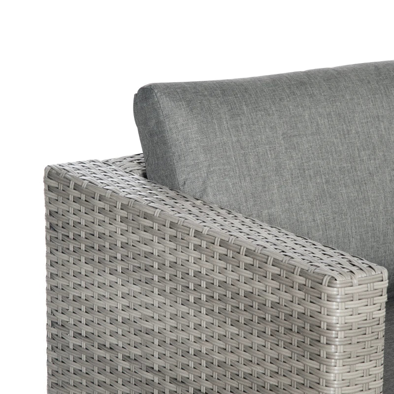 Grey PE rattan corner section with thick padded seat cushion