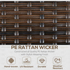 Mixed brown PE rattan wicker weave close-up with durable woven pattern