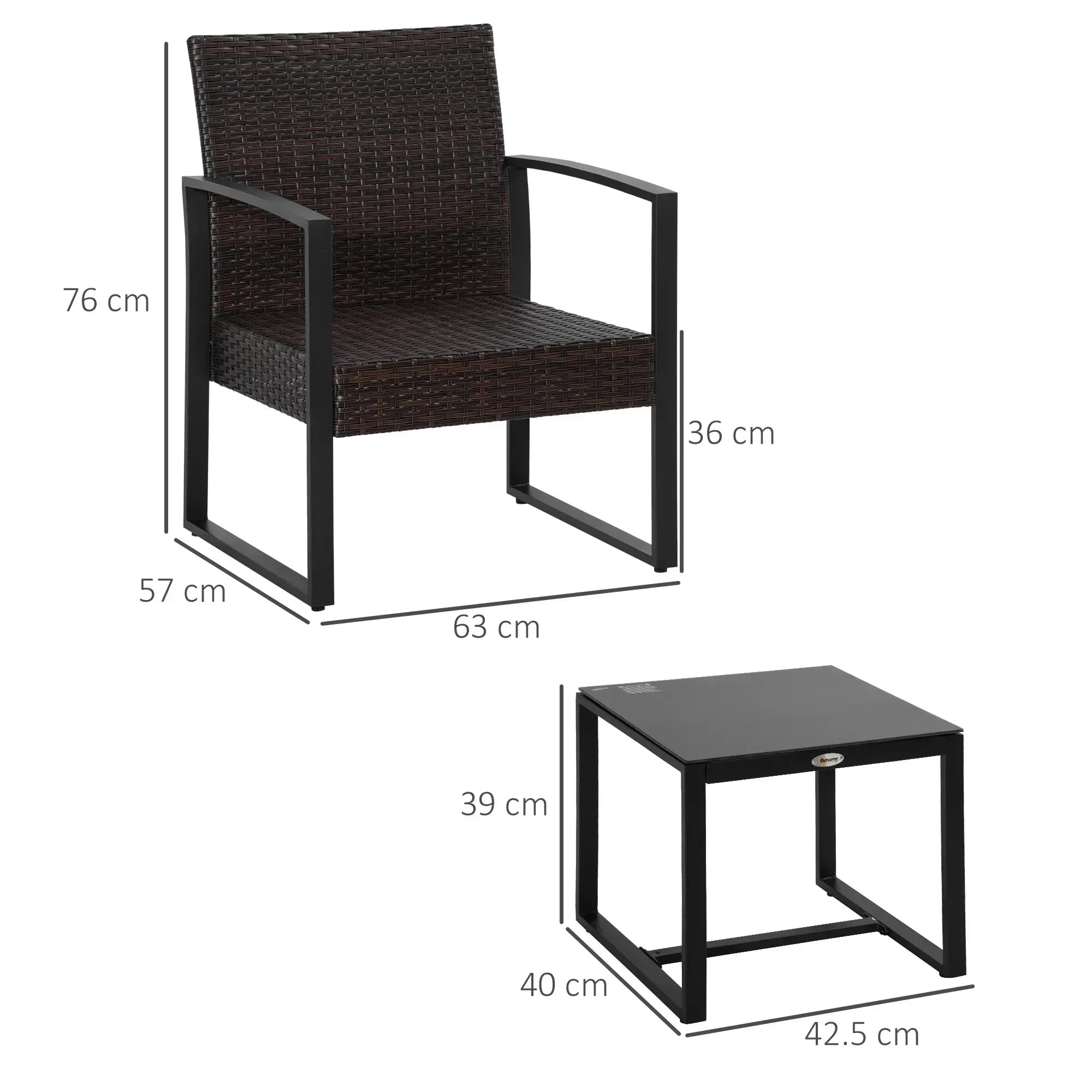 3 pcs PE Rattan Wicker Garden Furniture Patio Bistro Set Weave Conservatory Sofa Coffee Table and Chairs Set Beige - Bobobiy