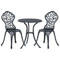 3 Pcs Aluminium Bistro Set Garden Furniture Dining Table Chairs Antique Outdoor Seat Patio Seater Black - Bobobiy