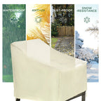 Beige outdoor chair cover for protection from rain, sun, dust, and snow