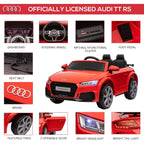 Red kids Audi TT RS Roadster ride-on car with front grille, headlights, and black tires