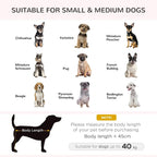 Grey dog sofa bed size guide infographic for small and medium dogs